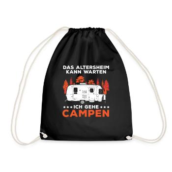 Camping Opa Wohnwagen Womo Geschenk - Turnbeutel - Schwarz - Vorne