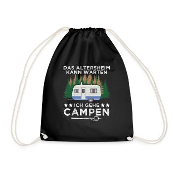 Camping Opa Wohnwagen Womo Geschenk - Turnbeutel - Schwarz - Vorne