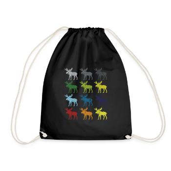 Neon Pop Art Retro Elch Wildtier Geschenk - Turnbeutel - Schwarz - Vorne