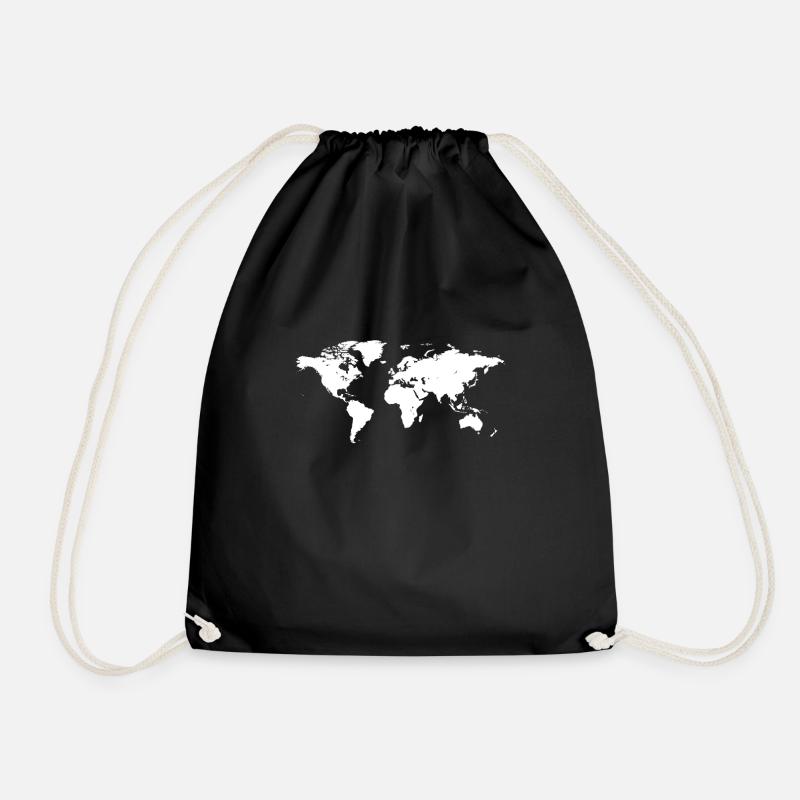 World Map Travel Adventure Shirt - Drawstring Bag - black
