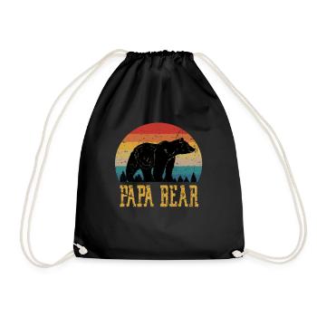Papa Bear proud Daddy stolzer Vater camping retro - Turnbeutel - Schwarz - Vorne