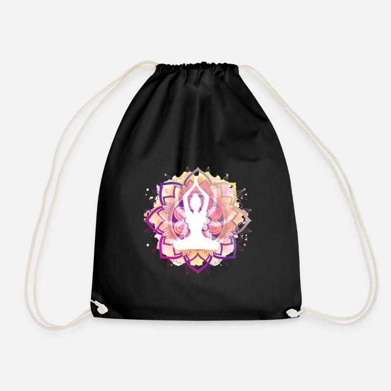 Bunte Lotus Pose - Turnbeutel - Schwarz