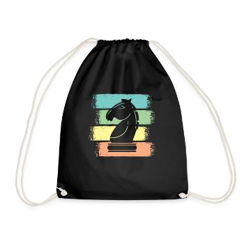 Chess Horse Chess Pieces Retro - Drawstring Bag - black - Front