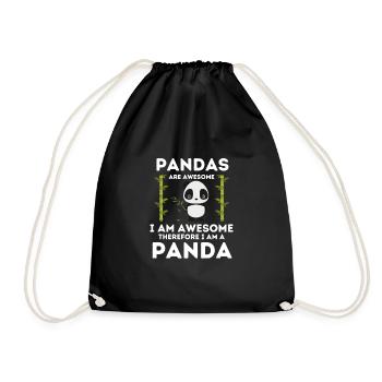 PANDAS - Turnbeutel - Schwarz - Vorne