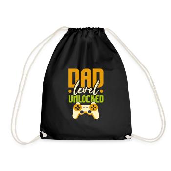 Mens Pregnancy Announcement Dad Level Unlocked - Turnbeutel - Schwarz - Vorne