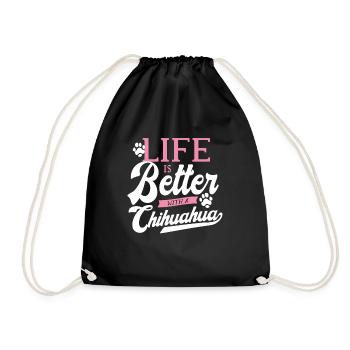 Chihuahua Retro Chihuahuawelpen Mama Geschenk - Turnbeutel - Schwarz - Vorne