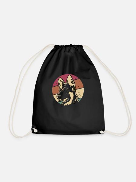 Deutscher Schäferhund Hund Vintage Retro Geschenk - Turnbeutel - Schwarz