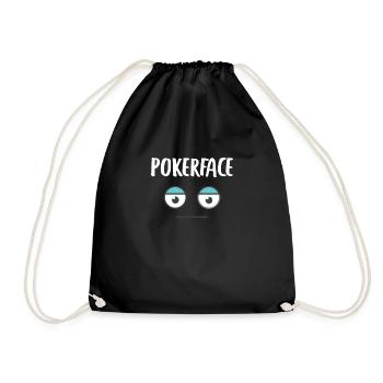Poker Pokern Pokerspieler Geschenk Pokerface - Turnbeutel - Schwarz - Vorne