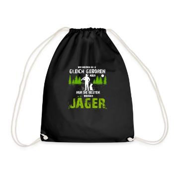 Jäger Jagd Schwarzwild Rotwild Geschenk Jägerin - Turnbeutel - Schwarz - Vorne