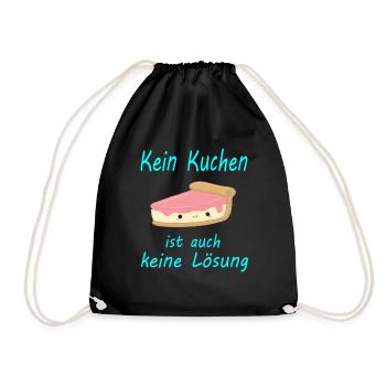 Kein Kuchen ist auch keine Lösung Liebe - Turnbeutel - Schwarz - Vorne