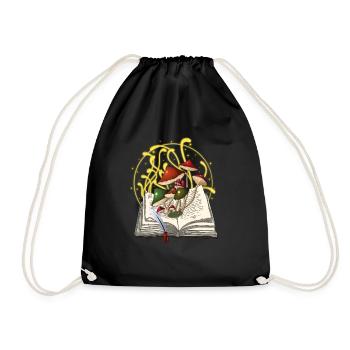 Mushrooms magical book - Drawstring Bag - black - Front