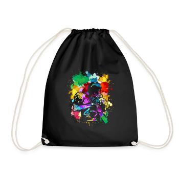 Colorful American Football Players Splash Art - Drawstring Bag - black - Front
