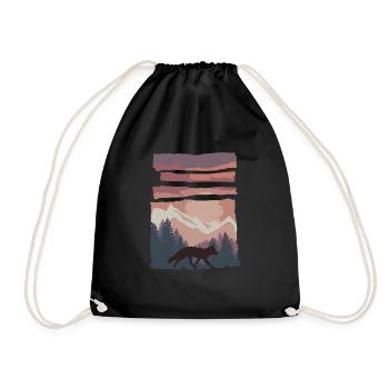 Fuchs Waldtier Geschenk - Turnbeutel - Schwarz - Vorne