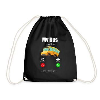 Bus Bus Bus School Bus Public Transport Bus Gift - Drawstring Bag - black - Front