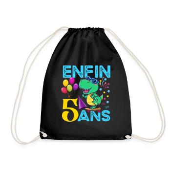 Anniversaire 5 ans Cadeau Dinosaure Garçon - Sac de sport léger - noir - Devant