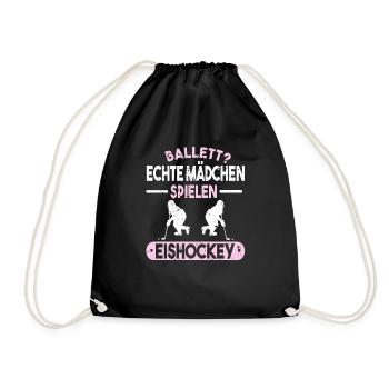 Eishockey Eishockey Sprüche Geschenk - Turnbeutel - Schwarz - Vorne