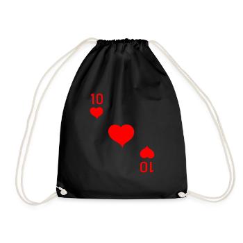 Herz 10 Zehn Karte Poker Karneval - Turnbeutel - Schwarz - Vorne