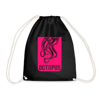 Oktopus Tintenfisch Kraken Kalmar - Turnbeutel - Schwarz - Vorne