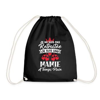 Mamie à plein temps - Cadeau Grand Mère Retraite - Sac de sport léger - noir - Devant