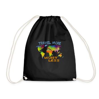 Travel more - Drawstring Bag - black - Front