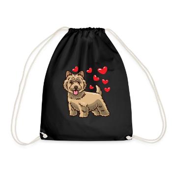 funny Cairn Terrier dog with hearts - Drawstring Bag - black - Front