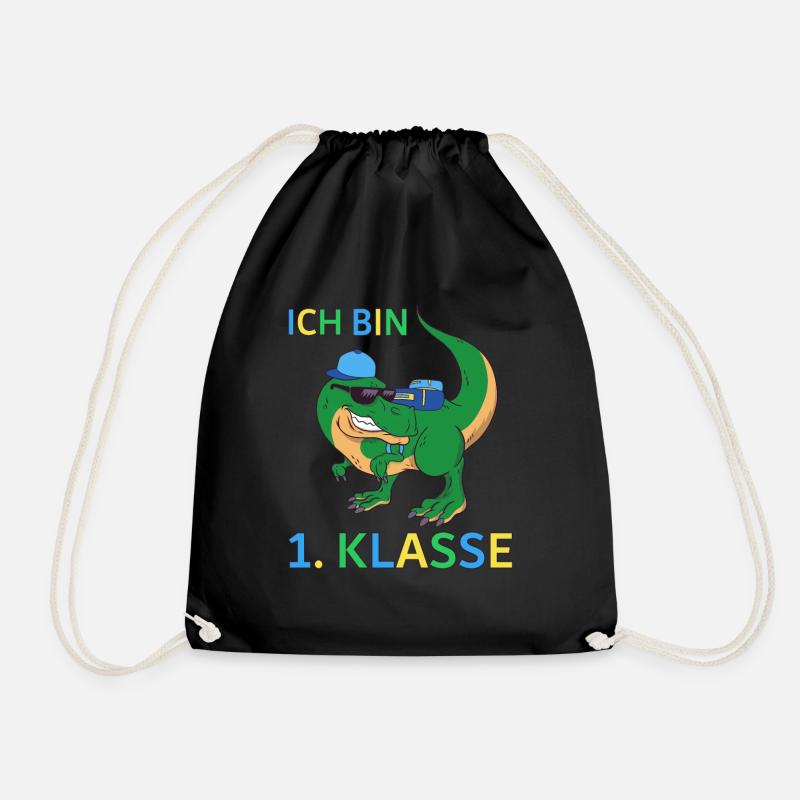 Schulkind Einschulung Dino T-Rex Geschenk - Turnbeutel - Schwarz
