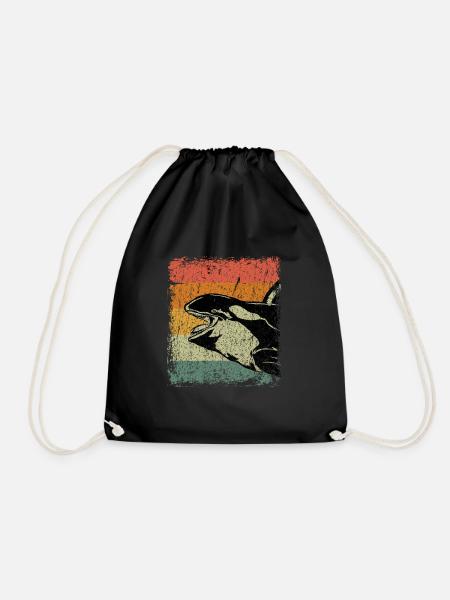 Vintage Orca Schwertwal Geschenk - Turnbeutel - Schwarz