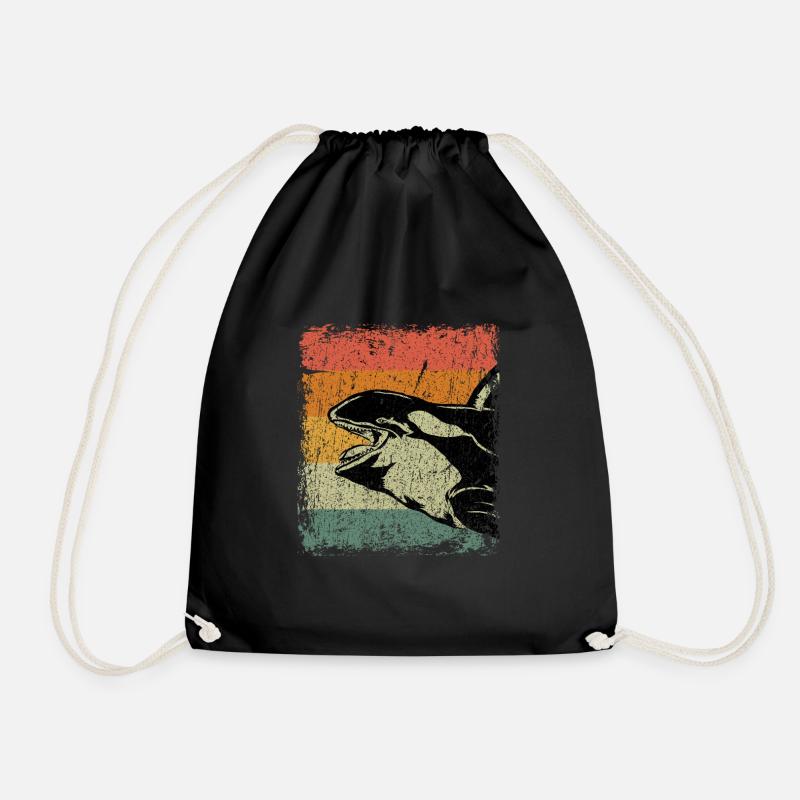 Vintage Orca Schwertwal Geschenk - Turnbeutel - Schwarz