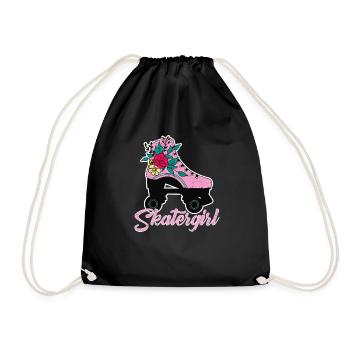 Skatergirl - Rollschuh Design - Turnbeutel - Schwarz - Vorne