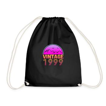 Retrowave Vintage 1999 Birthday Gift Idea - Drawstring Bag - black - Front