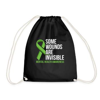 Some Wounds Are Invisible Mental Health - Drawstring Bag - black - Front