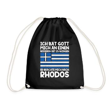 Rhodos Geschenkidee Griechenland - Turnbeutel - Schwarz - Vorne