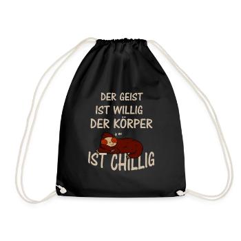 Cooles Faultier RELAX und CHILL Lustiger Spruch - Turnbeutel - Schwarz - Vorne