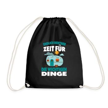 Endlich Rentner Camping Rentner - Turnbeutel - Schwarz - Vorne