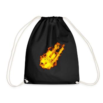 Violin On Fire Music Violin Lover Gift Idea - Drawstring Bag - black - Front
