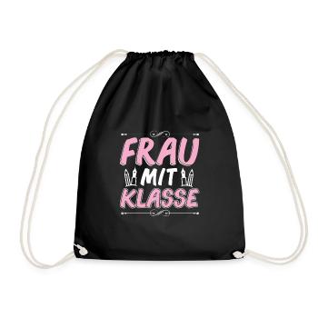 Frau mit Klasse Lehrerinnen Geschenk - Turnbeutel - Schwarz - Vorne