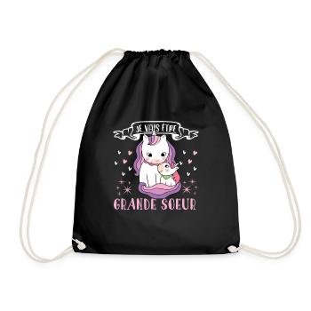 Je vais être grande-sœur - future grande soeur - Sac de sport léger - noir - Devant