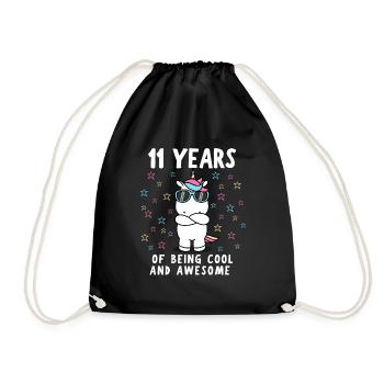 11. Geburtstag 11 Jahre Kindergeburtstag - Turnbeutel - Schwarz - Vorne
