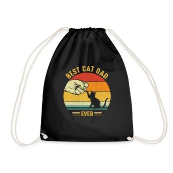 Best Cat Dad Dad Cats Gift - Drawstring Bag - black - Front