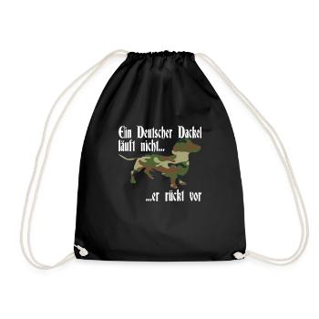 Dackelmotiv Dackel Damen Hund Herren Silhouette - Turnbeutel - Schwarz - Vorne