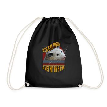 Lets Eat Trash & Get Hit By A Car Vintage Opossum - Drawstring Bag - black - Front