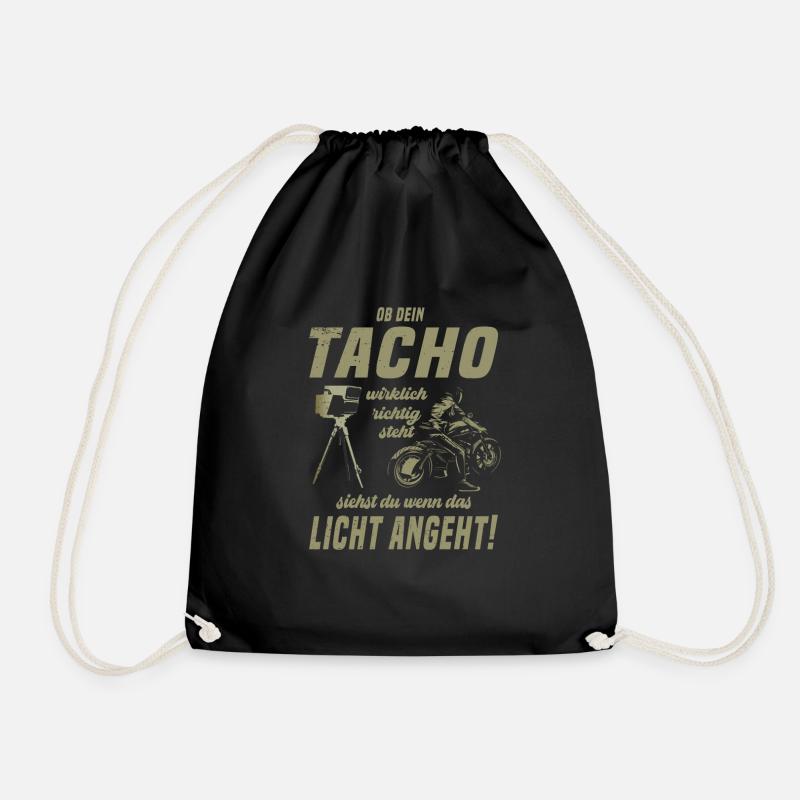 Tacho Biker Motorrad Zweirad Spruch Design - Turnbeutel - Schwarz