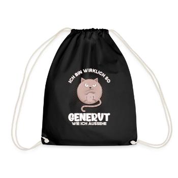 Genervt Katze Grumpy Geschenk - Turnbeutel - Schwarz - Vorne