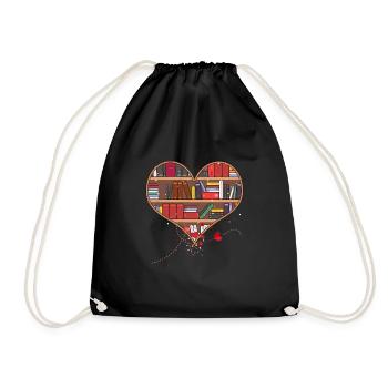 Amateur de livres Forme du cœur Lire Club bibliothécaire Büc - Sac de sport léger - noir - Devant