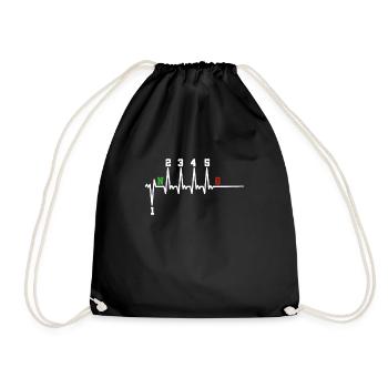 1n23456 Motorcycle Gear Shift Motorcyclist - Drawstring Bag - black - Front