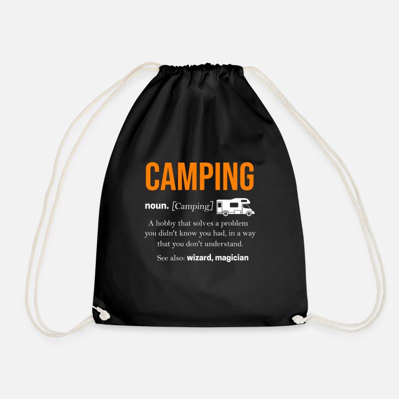 Camper Caravan Camping Scout Caravan - Drawstring Bag - black