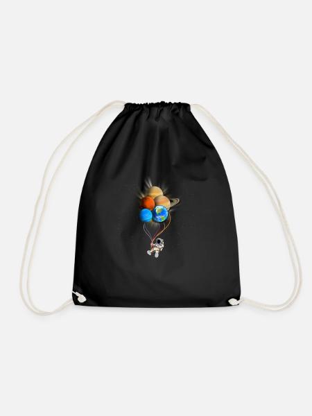 Astronaut Planet Balloons Space Gift - Drawstring Bag - black
