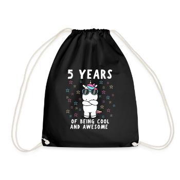 5. Geburtstag 5 Jahre Kindergeburtstag - Turnbeutel - Schwarz - Vorne