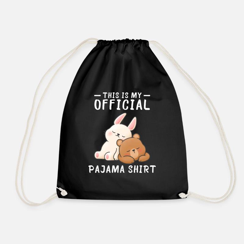 Hase Teddy Bär Schlafshirt Pyjama - Turnbeutel - Schwarz