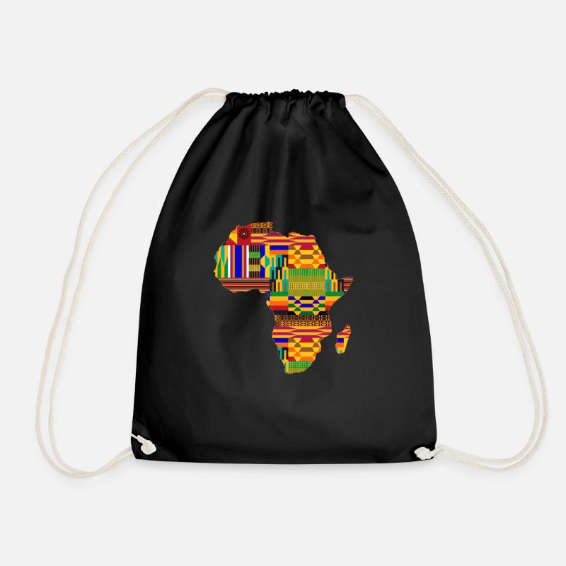 Cool Africa Map Kente Cloth for Where African Lover - Drawstring Bag - black